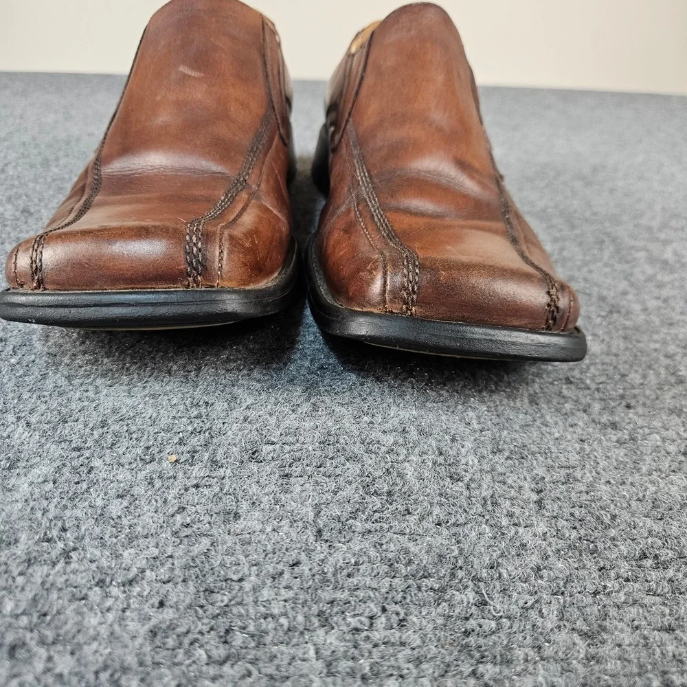 Steve Madden‎ Mens 11 Brown Leather Slip On Loafers Square Toe Dress Shoes